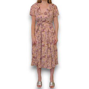 by TImo Dusty Pink Floral Open Back Wrap Midi Dress